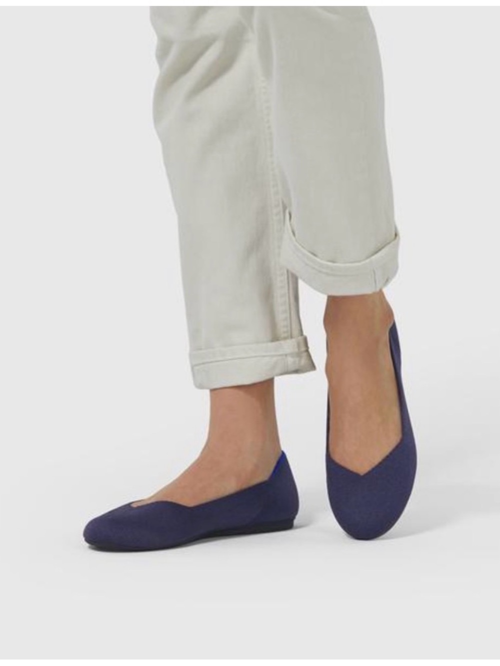 Rothy's Maritime Navy Blue Flats Round Toe Recycled Plastic Bottles Knit 7.5